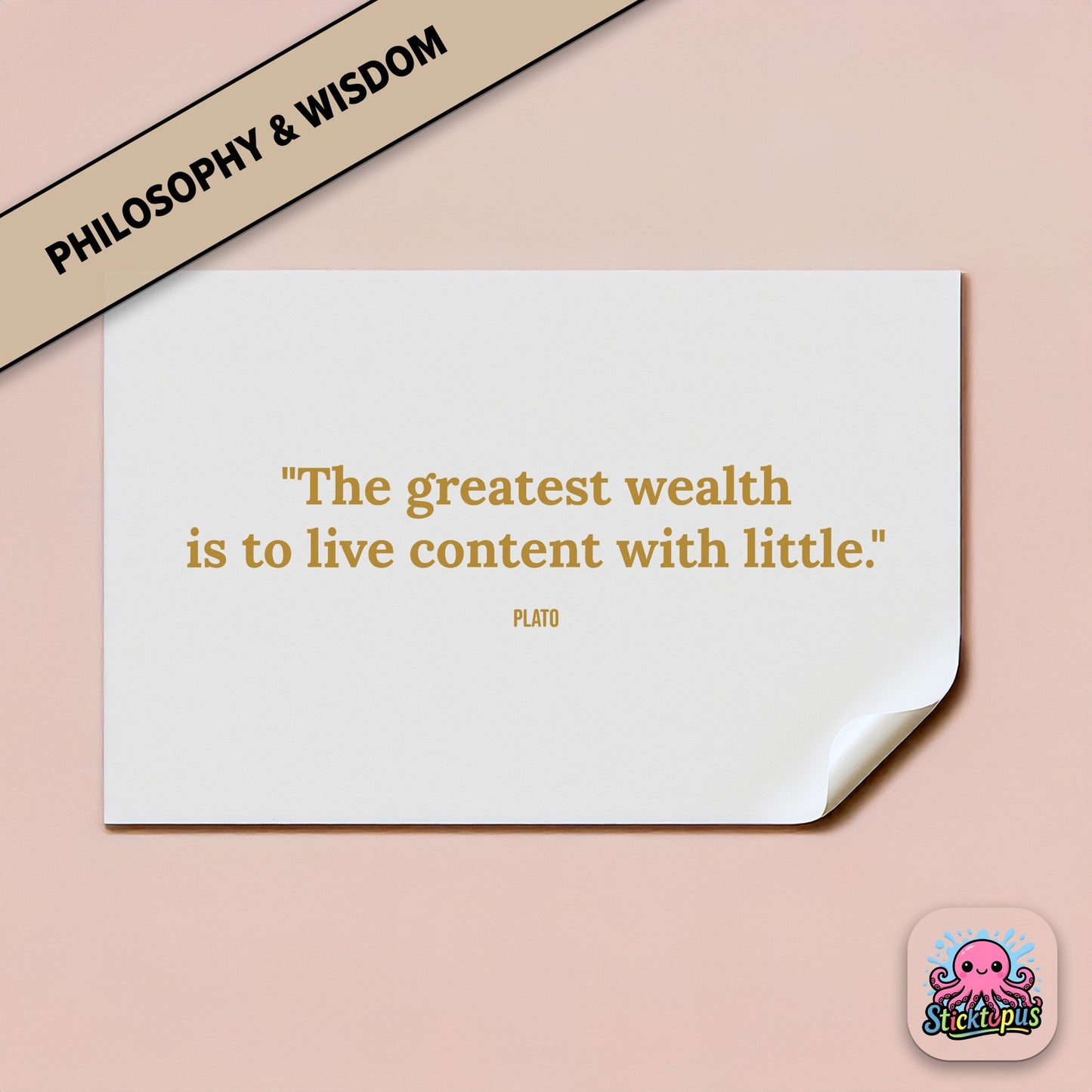 Philosophy sticker: “The greatest wealth is to live content with little” – Plato