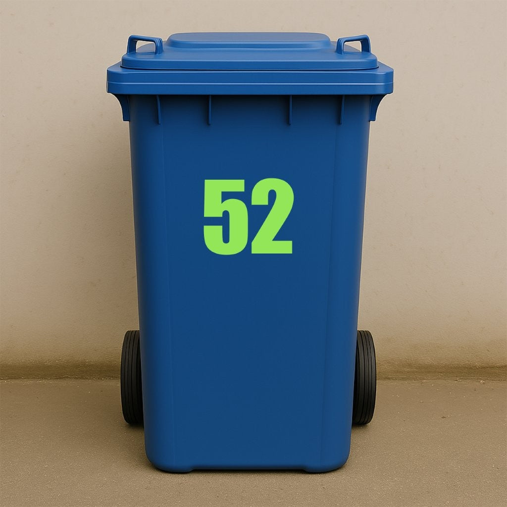 Green Wheelie Bin Stickers - x2 Waterproof Vinyl Numbers