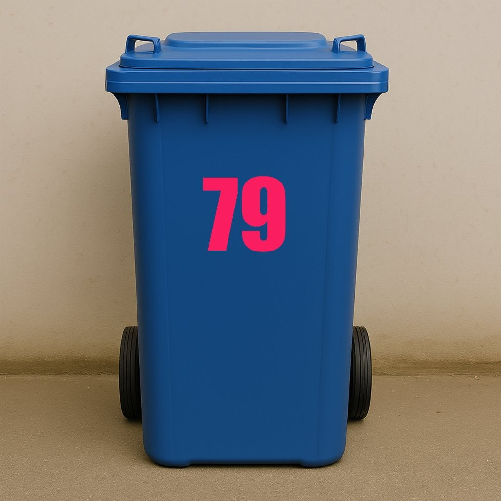 Pink Wheelie Bin Stickers - x2 Waterproof Vinyl Numbers