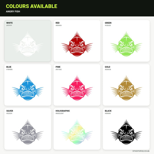 Vinyl colour options for Angry Fish vinyl sticker