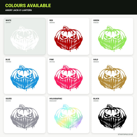 Vinyl colour options for Angry Jack-o'-Lantern vinyl sticker