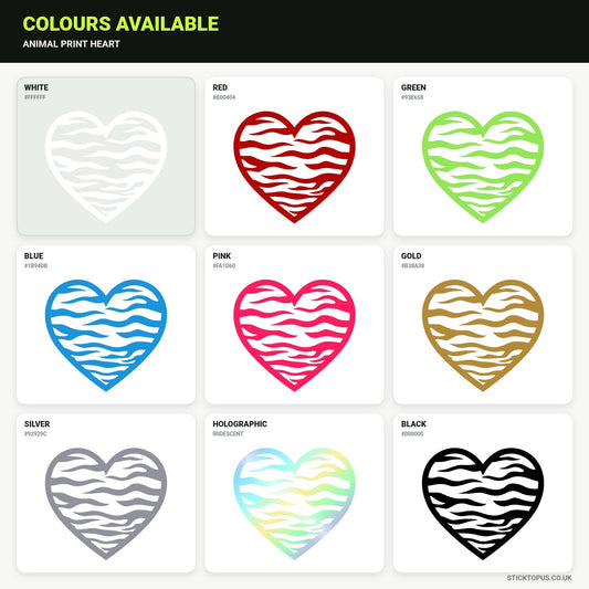 Vinyl colour options for Animal Print Heart vinyl sticker