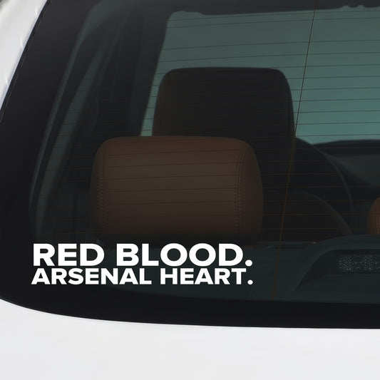 Arsenal – RED BLOOD ARSENAL HEART Sticker – Car Window Decal – White vinyl car window sticker