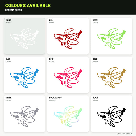 Vinyl colour options for banana shark sticker