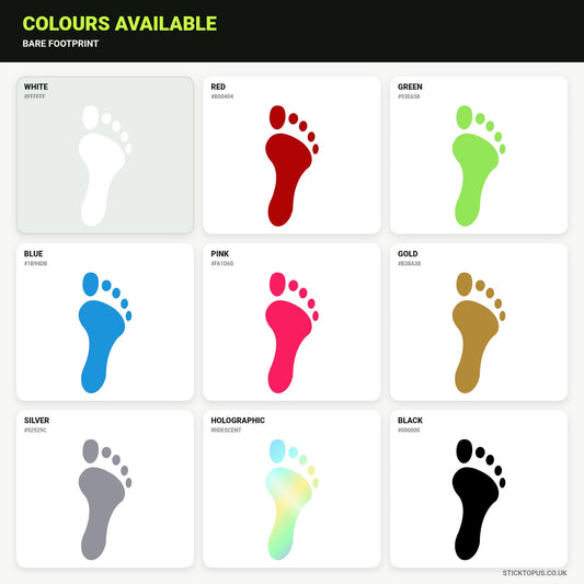 Vinyl colour options for bare footprint sticker