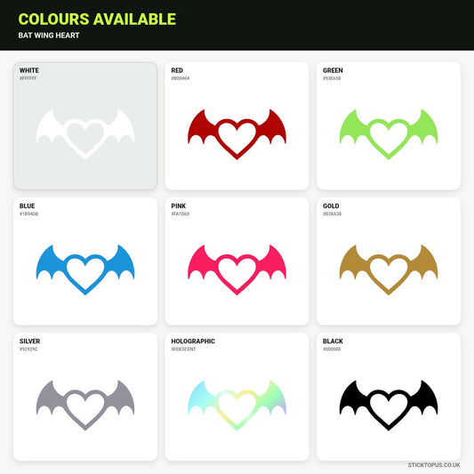 Vinyl colour options for bat wing heart vinyl sticker