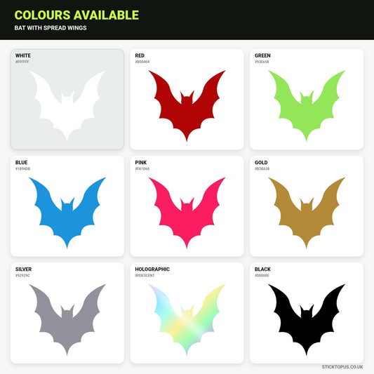 Vinyl colour options for bat with spread wings vinyl sticker