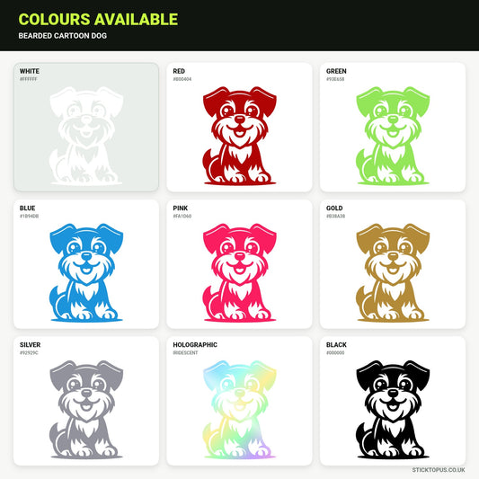 Vinyl colour options for Bearded Cartoon Dog vinyl sticker