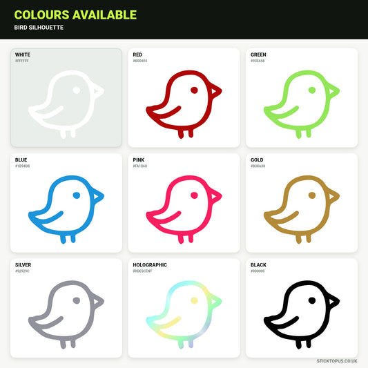 Vinyl colour options for Bird Silhouette vinyl sticker