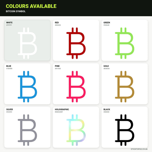 Vinyl colour options for Bitcoin vinyl sticker