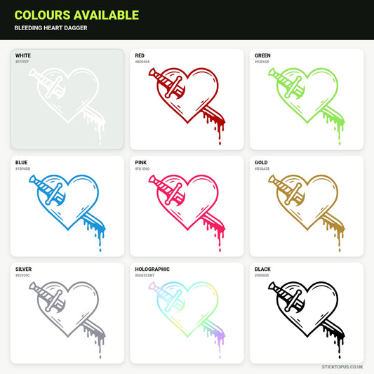 Vinyl colour options for Bleeding Heart Dagger vinyl sticker