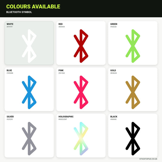 Vinyl colour options for Bluetooth Symbol Vinyl Sticker