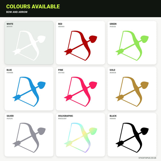 Vinyl colour options for Bow and Arrow vinyl sticker