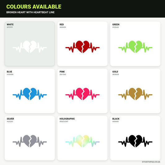 Vinyl colour options for Broken Heart Vinyl Sticker