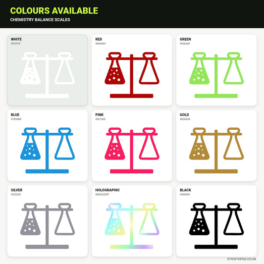 Vinyl colour options for chemistry balance scales sticker