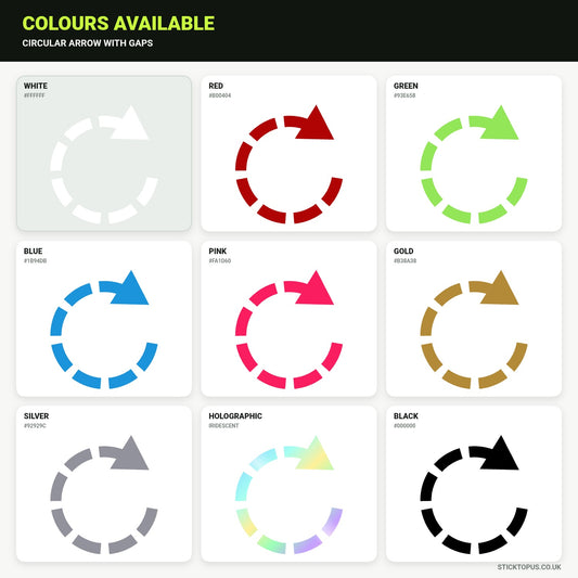 Vinyl colour options for Circular Arrow with Gaps vinyl sticker