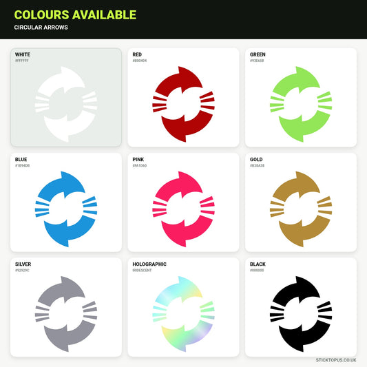 Vinyl colour options for Circular Arrows vinyl sticker