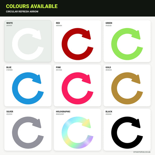 Vinyl colour options for circular refresh arrow sticker