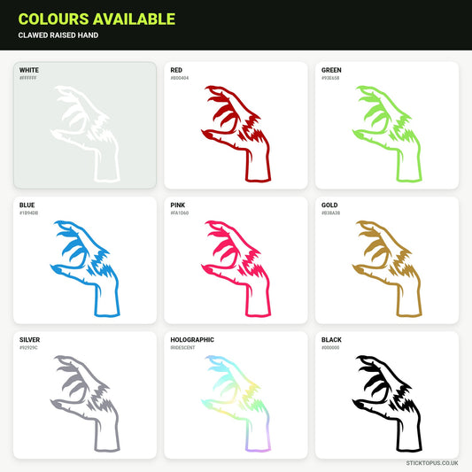 Vinyl colour options for clawed hand vinyl sticker