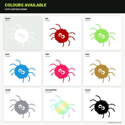 Vinyl colour options for Cute Cartoon Spider vinyl sticker