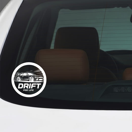 Drift for life white car window sticker.