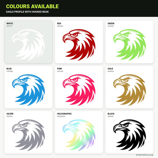 Vinyl colour options for Eagle Profile with Hooked Beak vinyl sticker