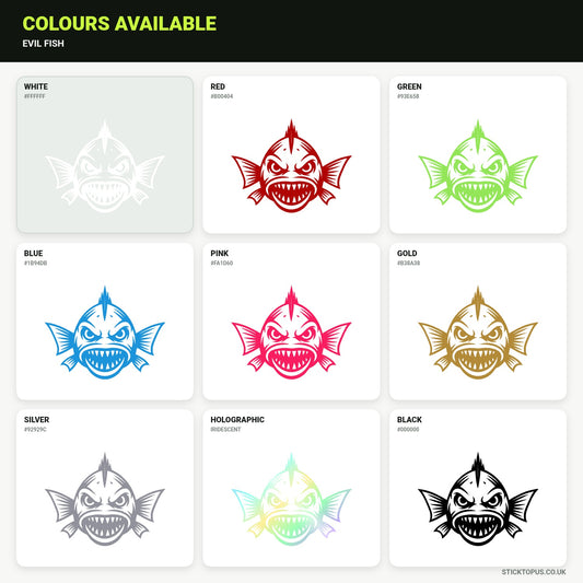 Vinyl colour options for Evil Fish vinyl sticker