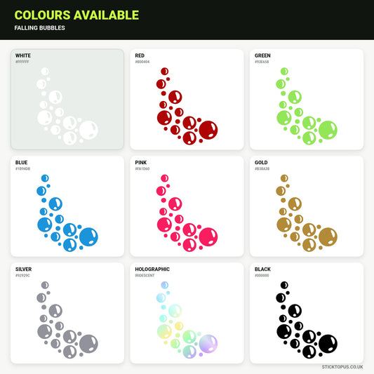 Vinyl colour options for falling bubbles vinyl sticker