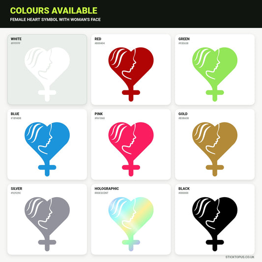 Vinyl colour options for female heart symbol vinyl sticker