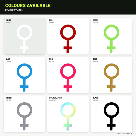 Vinyl colour options for female symbol vinyl sticker