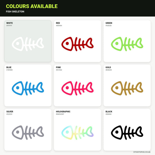 Vinyl colour options for fish skeleton vinyl sticker
