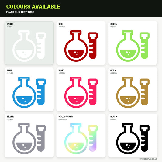 Vinyl colour options for Flask and Test Tube vinyl sticker