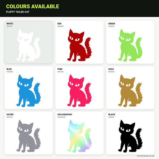 Vinyl colour options for a fluffy-tailed cat vinyl sticker