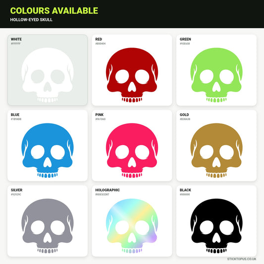 Vinyl colour options for Hollow-Eyed Skull vinyl sticker