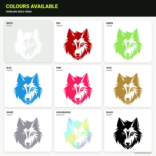 Vinyl colour options for Howling Wolf Head vinyl sticker