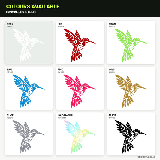 Vinyl colour options for Hummingbird in Flight vinyl sticker