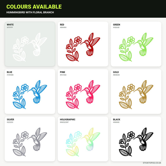 Vinyl colour options for Hummingbird Floral Branch Vinyl Sticker