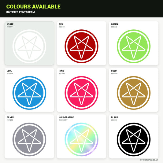 Vinyl colour options for inverted pentagram sticker