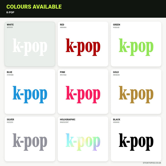 Vinyl colour options for K-pop vinyl sticker