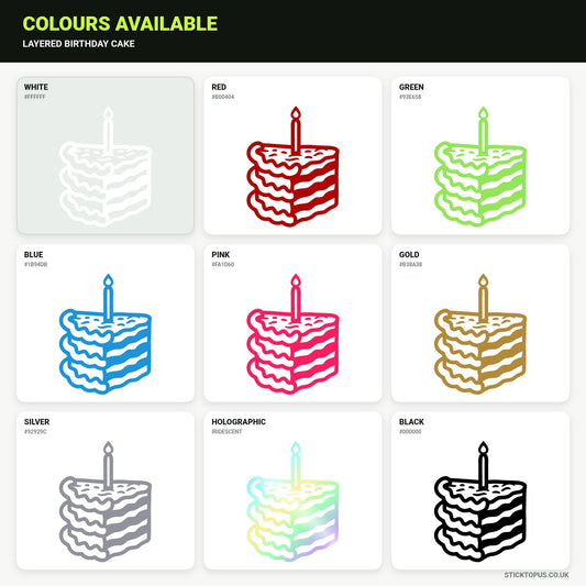 Vinyl colour options for layered birthday cake sticker
