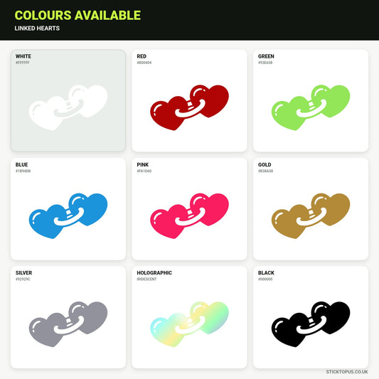 Vinyl colour options for Linked Hearts design vinyl sticker