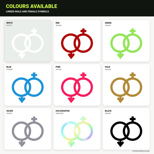 Vinyl colour options for male and female symbol sticker