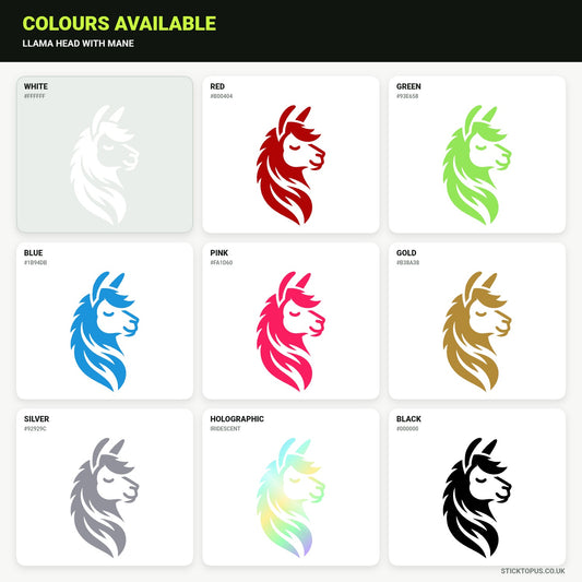Vinyl colour options for a distinctive side-profile silhouette with a flowing layered mane vinyl sticker