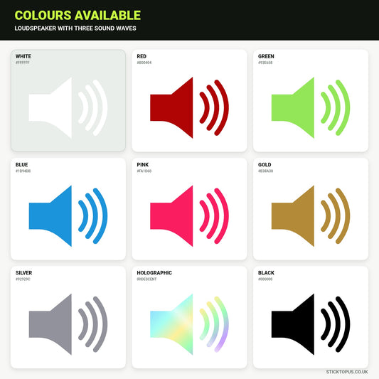 Vinyl colour options for Loudspeaker with Three Sound Waves vinyl sticker