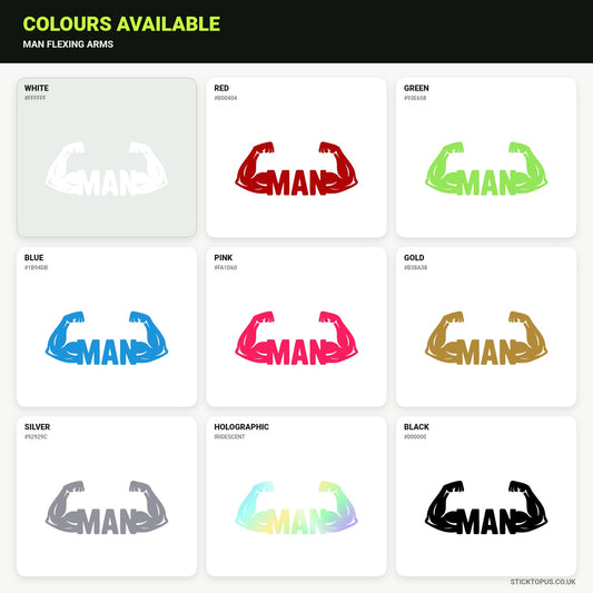 Vinyl colour options for man flexing arms vinyl sticker