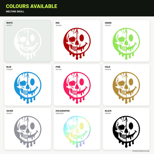 Vinyl colour options for Melting Skull vinyl sticker