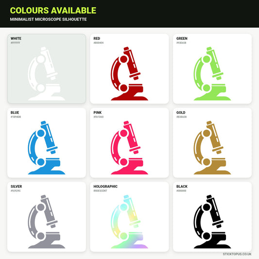 Vinyl colour options for minimalist microscope silhouette vinyl sticker