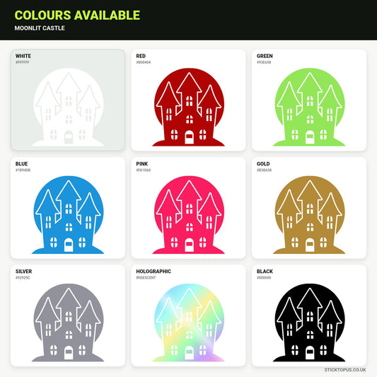 Vinyl colour options for Moonlit Castle vinyl sticker
