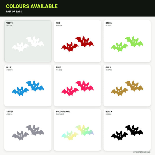 Vinyl colour options for Pair of Bats vinyl sticker