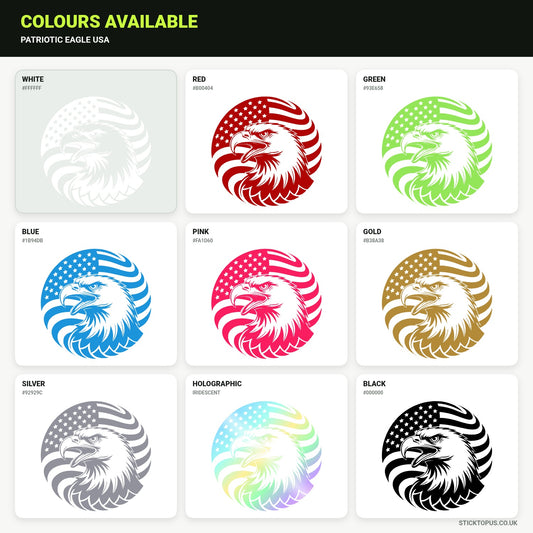 Vinyl colour options for Patriotic Eagle USA vinyl sticker